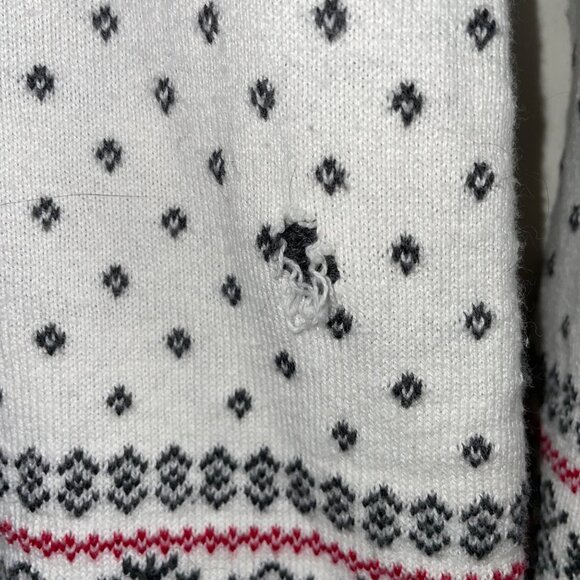 Breckenridge Womens SM White Nordic Snowflake Cotton Zip Sweater Fair Isle Knit - Picture 7 of 7